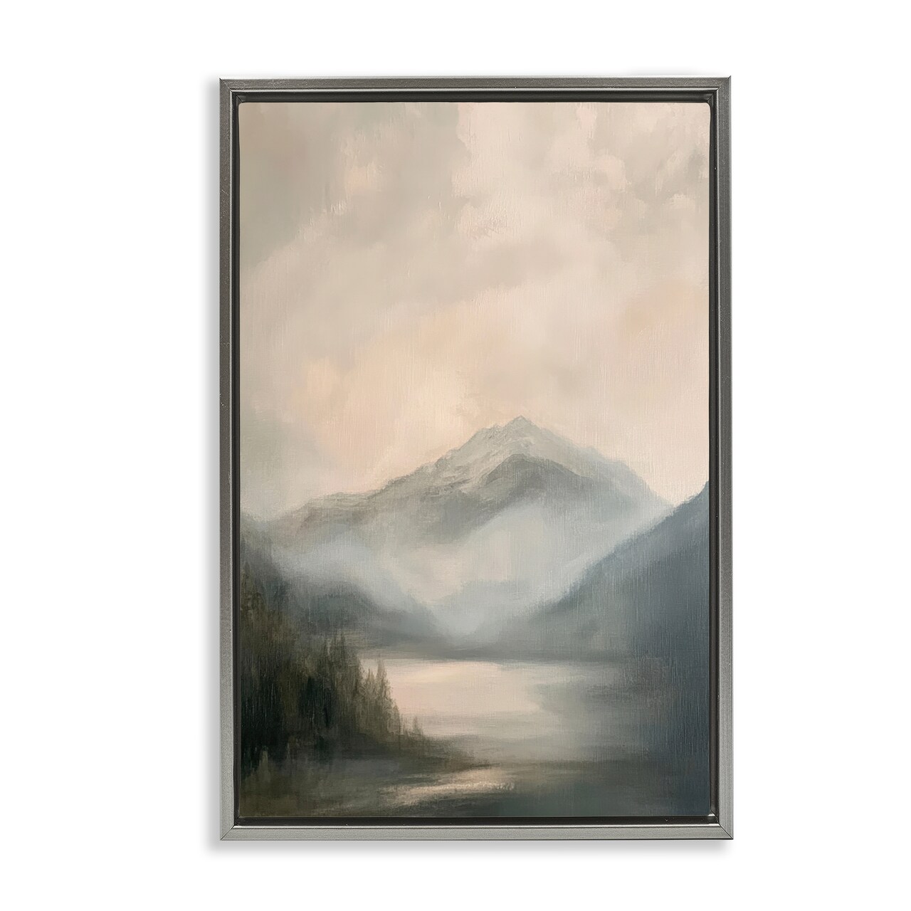 Stupell Industries Misted Mountain Lake Scene Floating Frame, design by Petal Prints Design